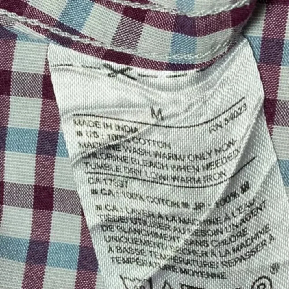 Banana Republic Soft Wash Slim Fit Button‎ Up Mini Grid Print Multicolor Medium